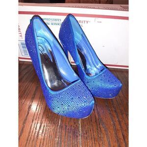 EUC Women's Size 36 (5.5) Ciara Royal Blue Embellished 5" Stiletto High Heels